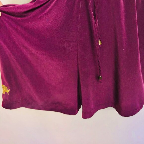 Vintage 90s Romper Shorts Size L Purple Gold Short Sleeve Embroidered Elephants - Picture 4 of 6
